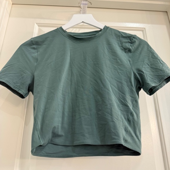 Lululemon Wundermost Ultra Soft Nulu Crewneck Cropped T-shirt,  Medium Forest - Picture 2 of 3